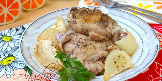 курица запеченная с луком в духовке