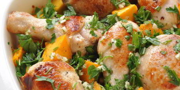 курица, запеченная с тыквой