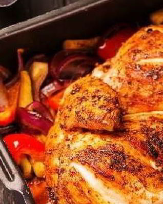 Золотистая курица с овощами
