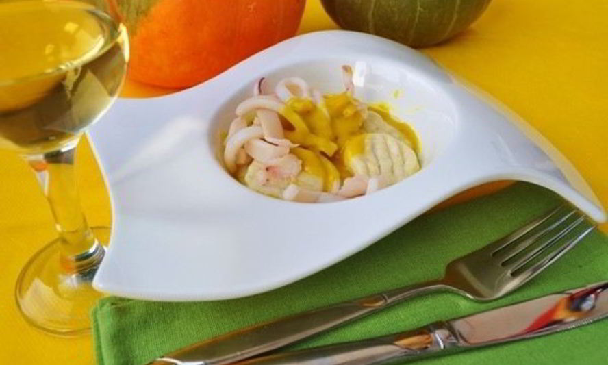 Рецепт ньокков с кальмарами в тыквенном соусе