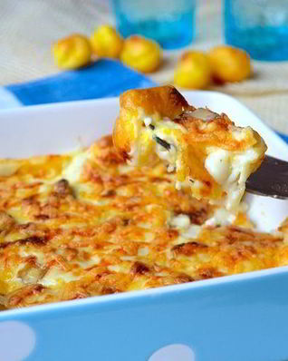 Ньокки-суфле под грибным соусом бешамель