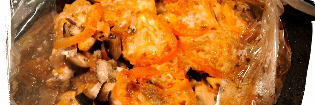 Баклажаны запеченные в рукаве с куриным филе