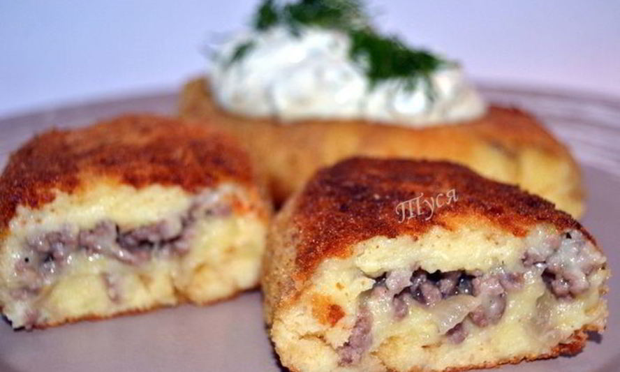 Рецепт биточков картофельных с мясной начинкой