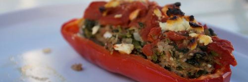 Фаршированные болгарские перцы в греческом стиле