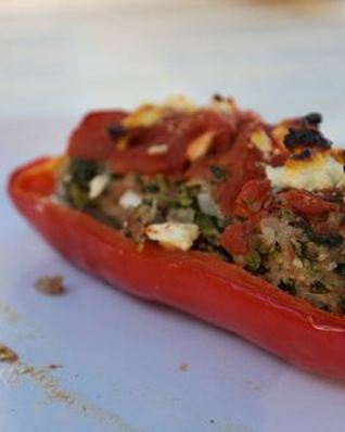 Фаршированные болгарские перцы в греческом стиле