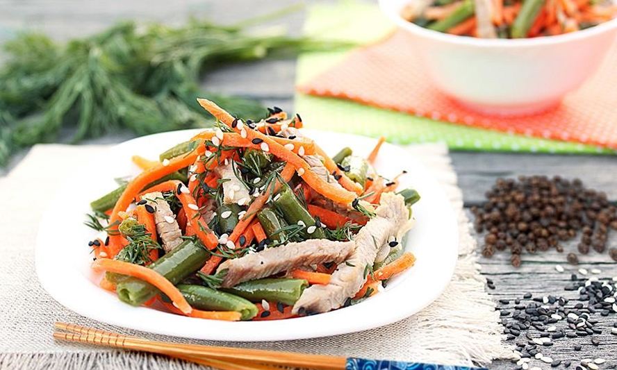 Рецепт фасоли с мясом по-корейски