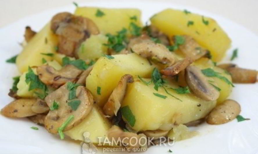Рецепт картофеля запеченного с шампиньонами в духовке