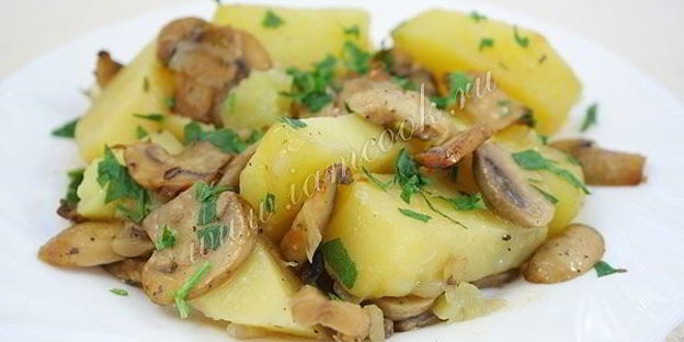 картофель запеченный с шампиньонами в духовке