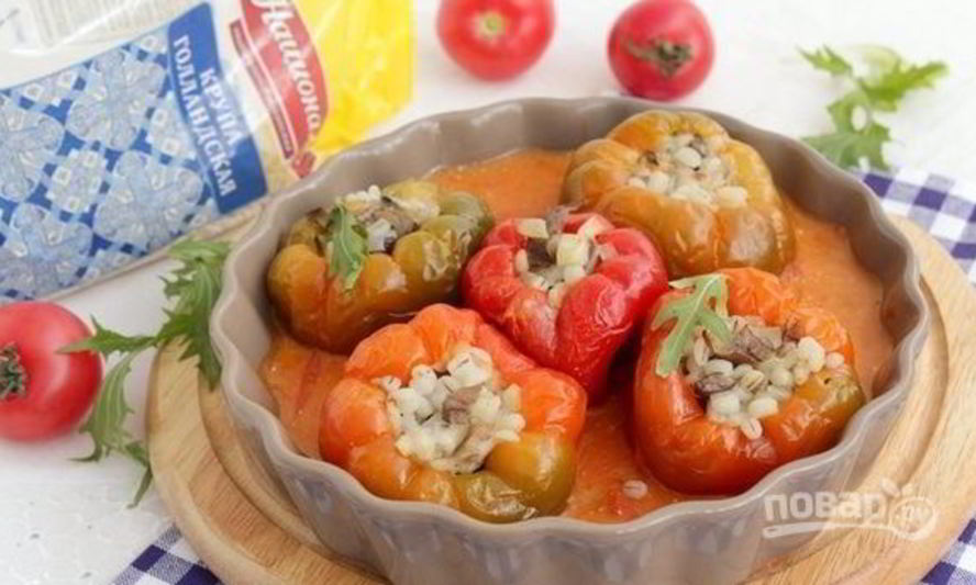 Рецепт сладкого перца, фаршированного перловкой