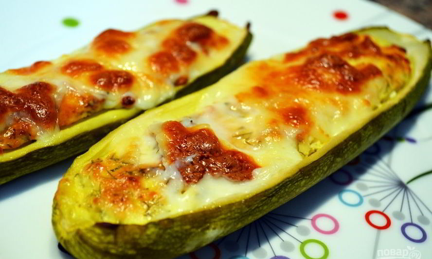 Рецепт цукини, запеченные с начинкой