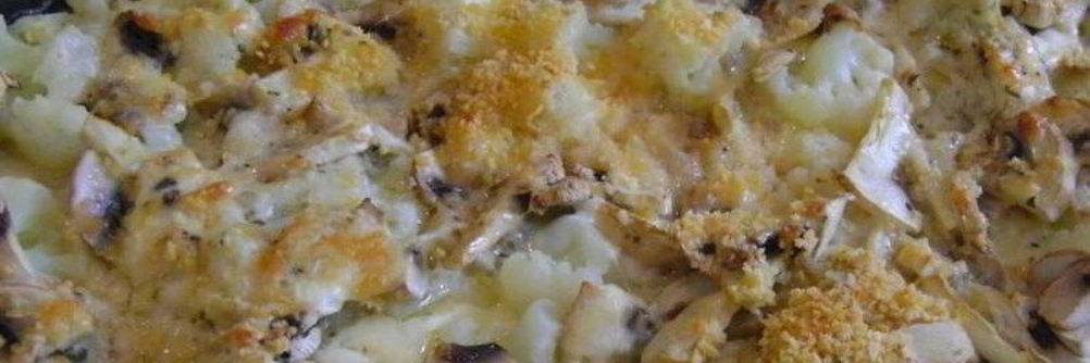 Цветная капуста с грибами в духовке