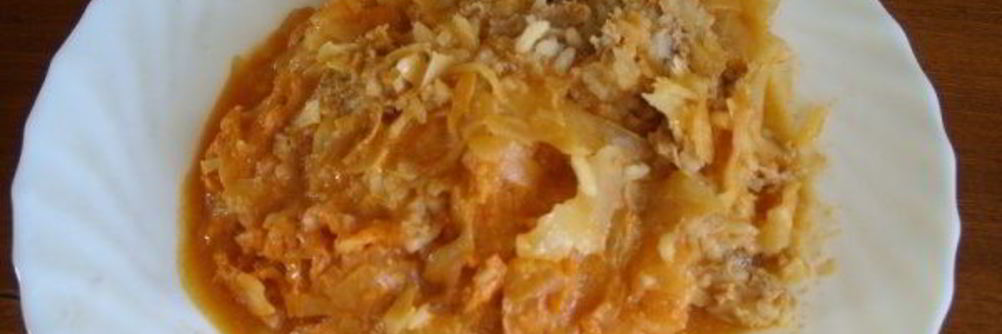 Тушеная капуста со сметаной и рисом