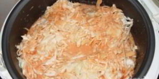 тушеная капуста со сметаной и рисом