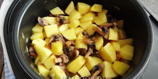 тушеная картошка с грибами в мультиварке