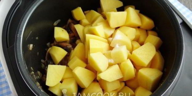 тушеная картошка с грибами в мультиварке