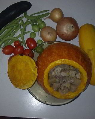 Тыква фаршированная мясом и овошами