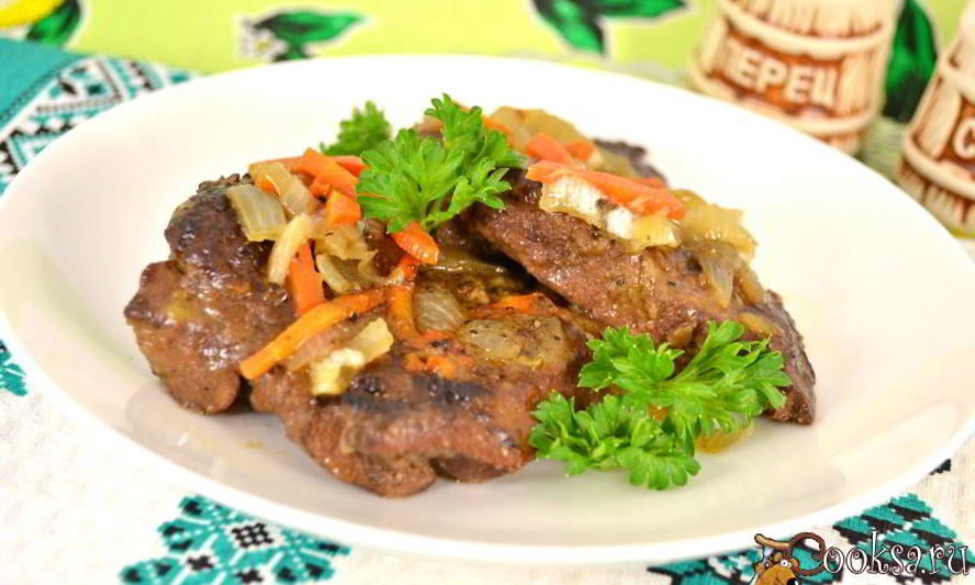 Рецепт говяжьей печени с луком и морковью в мультиварке