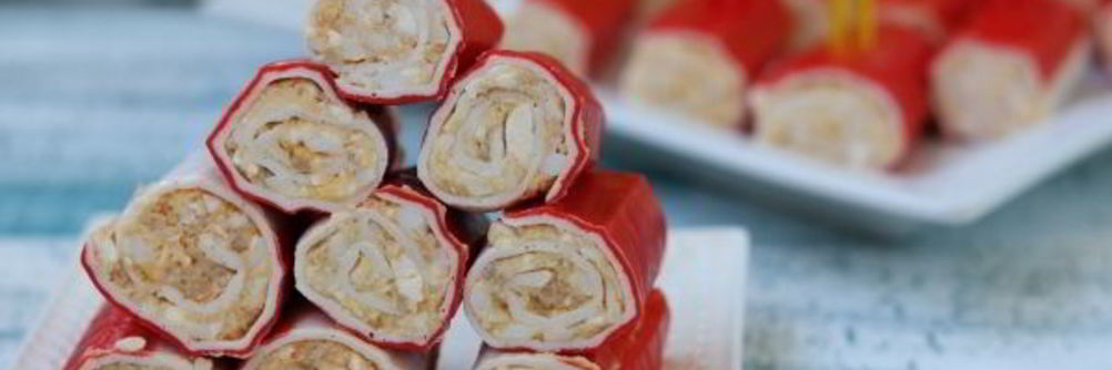 Крабовые палочки, фаршированные печенью трески