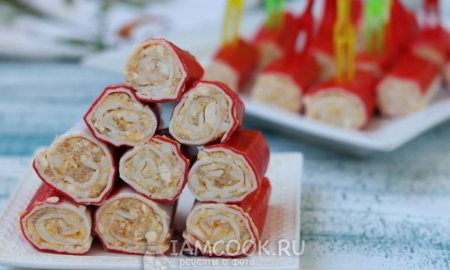 Рецепт крабовых палочек, фаршированных печенью трески