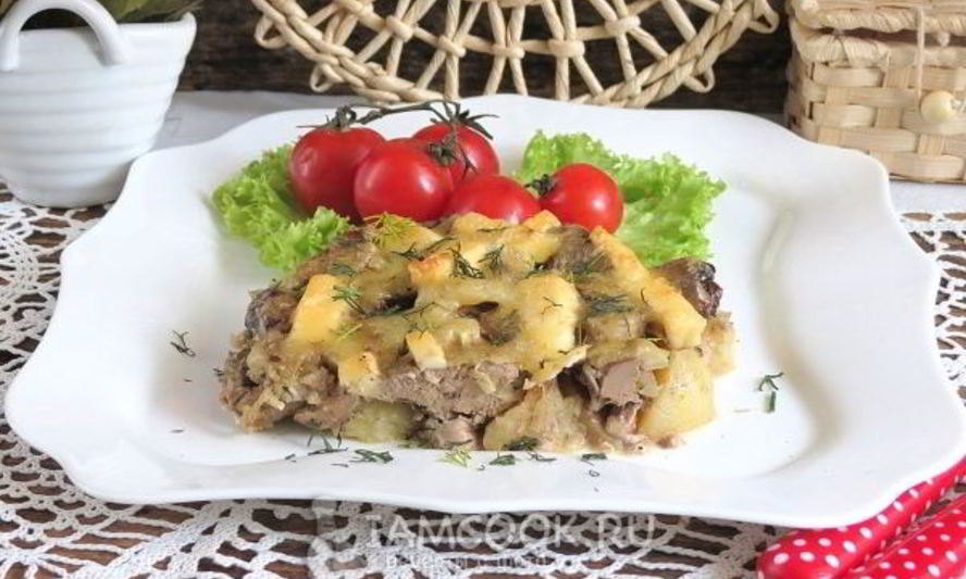 Рецепт куриной печени с картошкой в духовке