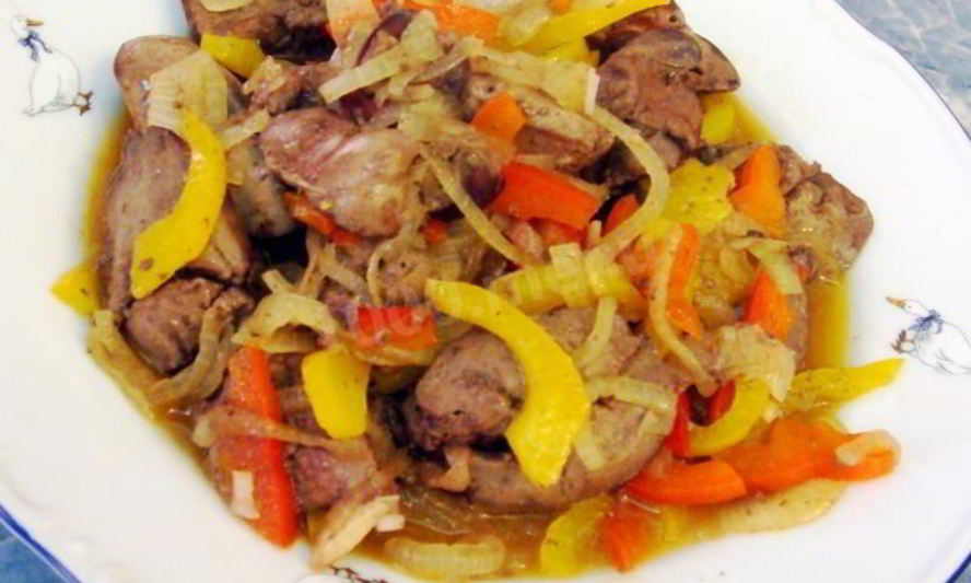 Рецепт куриной печени с луком и перцем