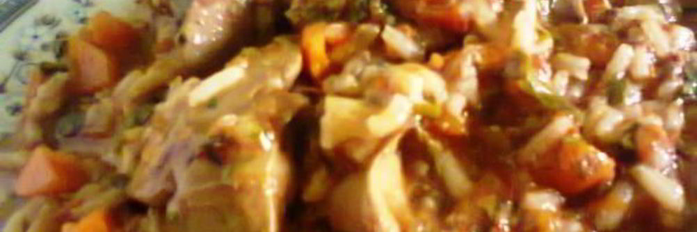 Куриная печень с рисом