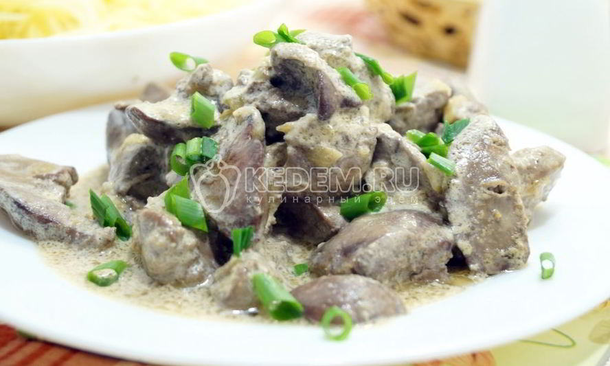 Рецепт куриной печени в сметане