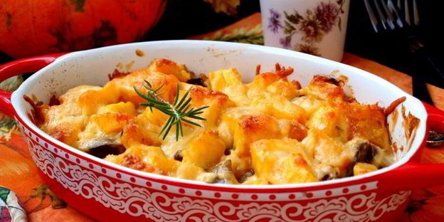 куриная печень запеченная с тыквой под сыром