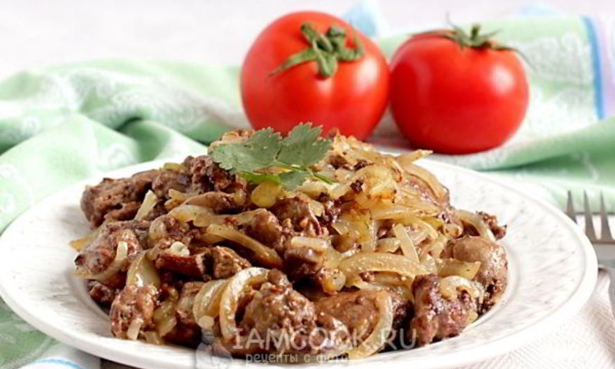 Рецепт куриной печени жареной с луком