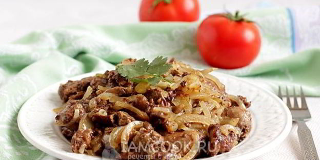 куриная печень жареная с луком
