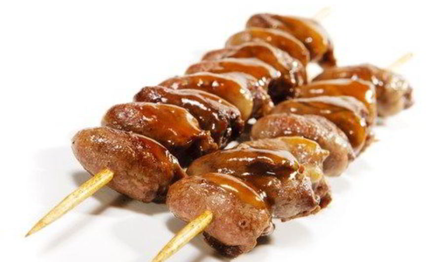 Рецепт куриных сердец и печень на шпажках