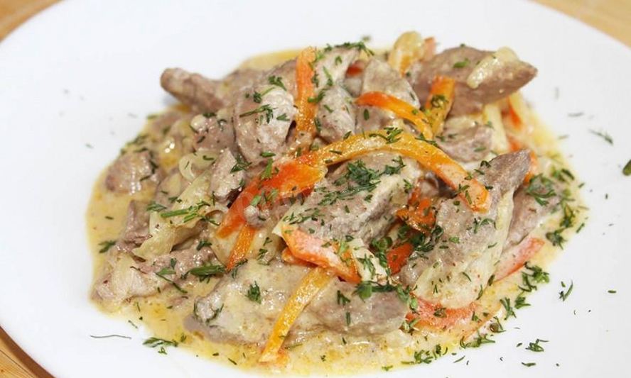 Рецепт печени кролика в сметане