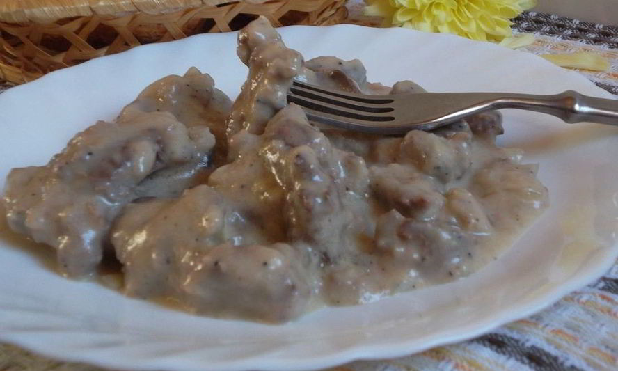 Рецепт печени куриной в сметане