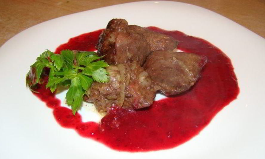 Рецепт печени птицы в ягодном соусе