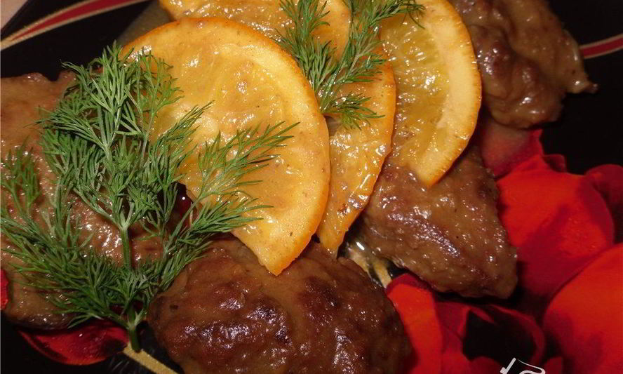 Рецепт печени с апельсинами в соусе