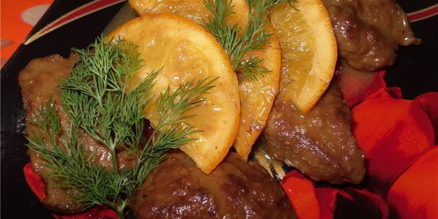 печень с апельсинами в соусе