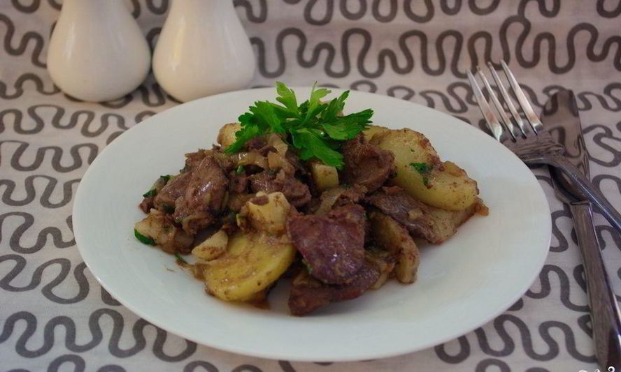 Рецепт печени с картошкой