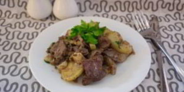 печень с картошкой