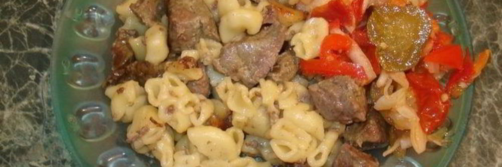 Печень с макаронами в мультиварке