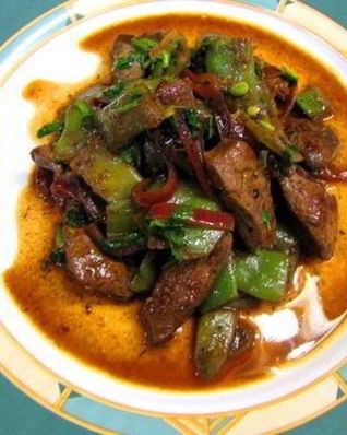 Печень с плоской стручковой фасолью