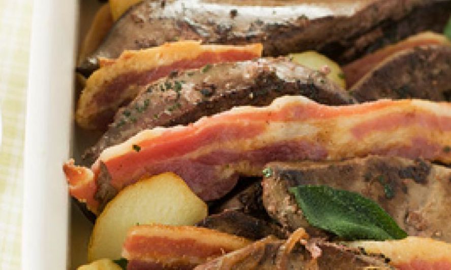 Рецепт телячьей печени с беконом и картофелем