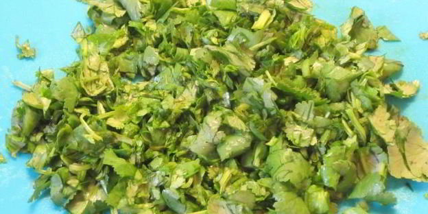 жареная куриная печень с кинзой