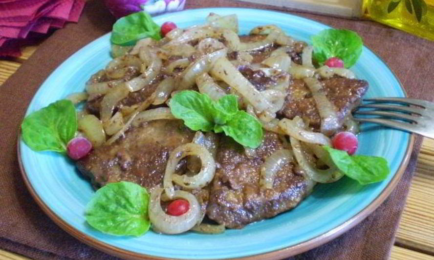 Рецепт жареной печени с луком