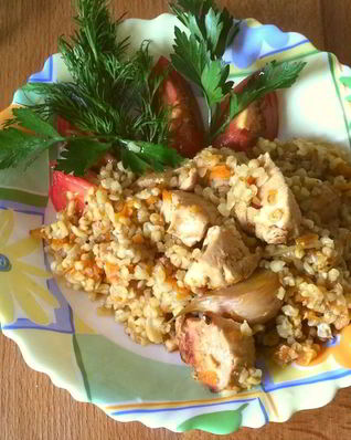 Плов из булгура с куриной грудкой