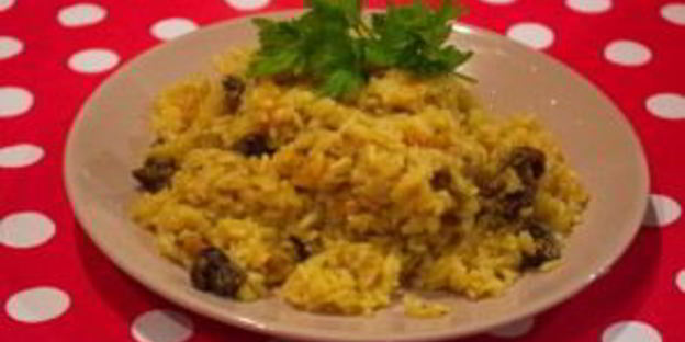 плов с белыми грибами