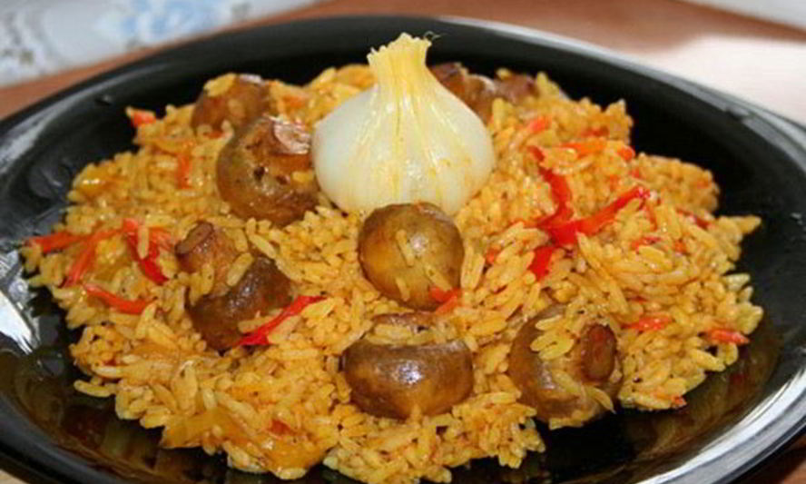 Рецепт плова с грибами и болгарским перцем