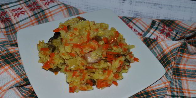 плов с грибами