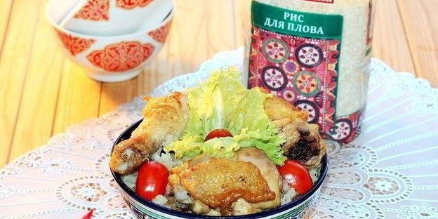 плов с куриной печенью и курицей