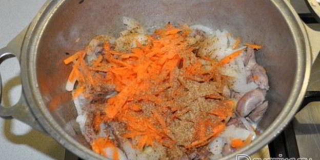 плов с куриными сердечками