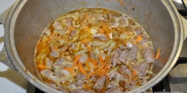 плов с куриными сердечками